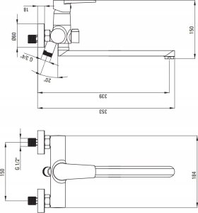 Bateria umywalkowa Deante Bateria umywalkowo-wannowa ścienna z wydłużoną wylewką - podłączenie na wąż 2