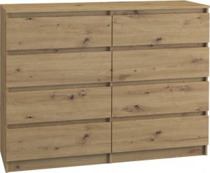 Topeshop Duża Komoda MALWA M8 120 cm Dąb Artisan 8 szuflad 1