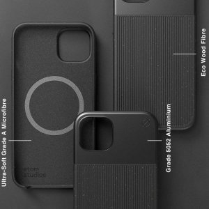 Atom Studios ATOM STUDIOS ETUI SPLIT WOOD FIBRE MAGSAFE IPHONE 13 CZARNY 2