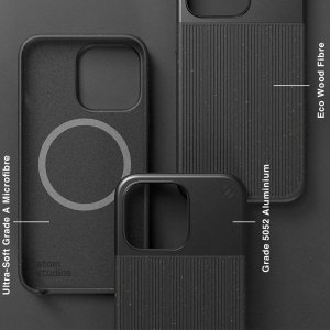 Atom Studios ATOM STUDIOS ETUI SPLIT WOOD FIBRE MAGSAFE IPHONE 13 PRO CZARNY 3