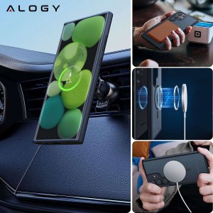 Alogy Alogy Etui pancerne do MagSafe Ring Mag Case do ładowarek Qi do Samsung Galaxy S23 Ultra Czarne 2