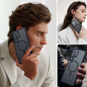 Alogy Alogy Etui pancerne do MagSafe Ring Mag Case do ładowarek Qi do Samsung Galaxy S23 Ultra Czarne 3