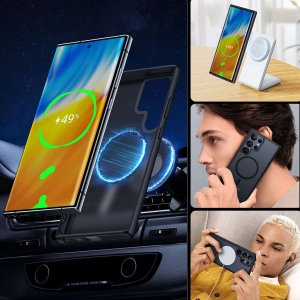 Alogy Alogy Etui pancerne do MagSafe Ring Mag Case do ładowarek Qi do Samsung Galaxy S23 Ultra Czarne 4