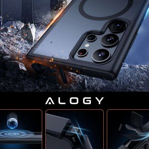 Alogy Alogy Etui pancerne do MagSafe Ring Mag Case do ładowarek Qi do Samsung Galaxy S23 Ultra Czarne 5