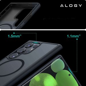 Alogy Alogy Etui pancerne do MagSafe Ring Mag Case do ładowarek Qi do Samsung Galaxy S23 Ultra Czarne 6