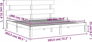 vidaXL Rama łóżka z wezgłowiem, biała, 6FT Super King, lite drewno 12