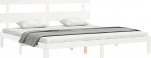 vidaXL Rama łóżka z wezgłowiem, biała, 6FT Super King, lite drewno 4