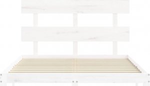 vidaXL Rama łóżka z wezgłowiem, biała, 4FT, mała podwójna, lite drewno 6