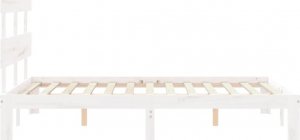vidaXL Rama łóżka z wezgłowiem, biała, 4FT, mała podwójna, lite drewno 7