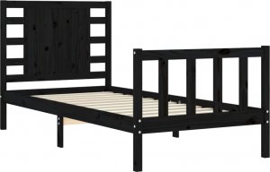 vidaXL Rama łóżka z wezgłowiem, czarna, 2FT6, pojedyncza, lite drewno 5