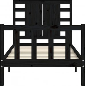 vidaXL Rama łóżka z wezgłowiem, czarna, 2FT6, pojedyncza, lite drewno 6