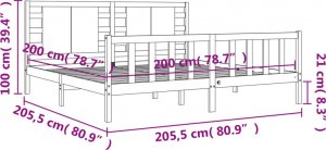 vidaXL Rama łóżka z wezgłowiem, czarna, 200x200 cm, lite drewno 12