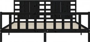 vidaXL Rama łóżka z wezgłowiem, czarna, 200x200 cm, lite drewno 6
