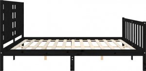 vidaXL Rama łóżka z wezgłowiem, czarna, 200x200 cm, lite drewno 7