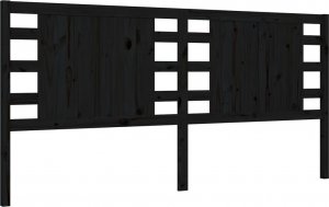 vidaXL Rama łóżka z wezgłowiem, czarna, 200x200 cm, lite drewno 8