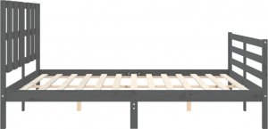 vidaXL Rama łóżka z wezgłowiem, szara, 200x200 cm, lite drewno 6