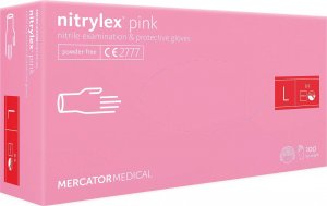 Mercator Medical RĘKAWICE NITRYLOWE 100 SZT. 9-L NITRYLEX PINK 1