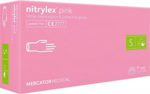 Mercator Medical RĘKAWICE NITRYLOWE 100 SZT. 7-S NITRYLEX PINK 1