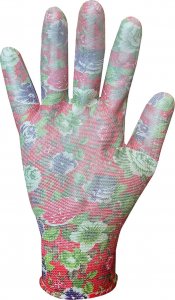 Verto Rękawice ogrodowe (Rękawice ogrodowe pokryte PU, wzór róże, rozmiar 8") 2