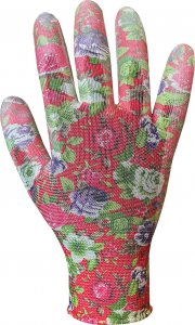 Verto Rękawice ogrodowe (Rękawice ogrodowe pokryte PU, wzór róże, rozmiar 9") 3