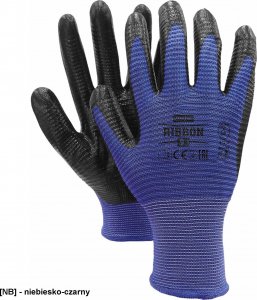 R.E.I.S. RIBBON - Rękawice ochronne wykonane z poliestru (ścieg 13), powlekane nitrylem - Żółto-czarny 11 2