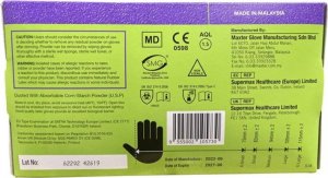 Rękawice lateksowe pudrowe MAXTER, 100 szt., M 2