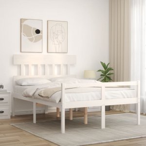 vidaXL vidaXL Rama łóżka z wezgłowiem, biała, 140x200 cm, lite drewno 3