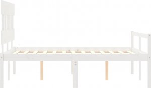 vidaXL vidaXL Rama łóżka z wezgłowiem, biała, 140x200 cm, lite drewno 7
