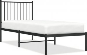vidaXL vidaXL Metalowa rama łóżka z wezgłowiem, czarna, 75x190 cm 2