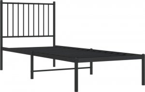 vidaXL vidaXL Metalowa rama łóżka z wezgłowiem, czarna, 75x190 cm 4
