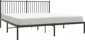 vidaXL vidaXL Metalowa rama łóżka z wezgłowiem, czarna, 180x200 cm 3