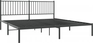vidaXL vidaXL Metalowa rama łóżka z wezgłowiem, czarna, 180x200 cm 4