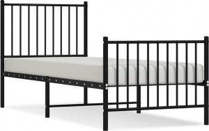 vidaXL vidaXL Metalowa rama łóżka z wezgłowiem i zanóżkiem, czarna, 75x190 cm 2