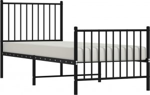 vidaXL vidaXL Metalowa rama łóżka z wezgłowiem i zanóżkiem, czarna, 75x190 cm 3