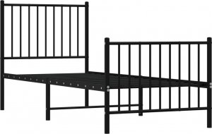 vidaXL vidaXL Metalowa rama łóżka z wezgłowiem i zanóżkiem, czarna, 75x190 cm 4