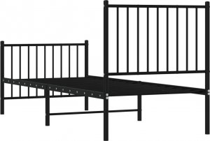 vidaXL vidaXL Metalowa rama łóżka z wezgłowiem i zanóżkiem, czarna, 75x190 cm 7