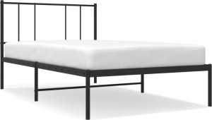 vidaXL vidaXL Metalowa rama łóżka z wezgłowiem, czarna, 75x190 cm 2