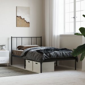 vidaXL vidaXL Metalowa rama łóżka z wezgłowiem, czarna, 90x190 cm 1