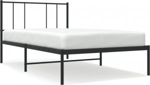 vidaXL vidaXL Metalowa rama łóżka z wezgłowiem, czarna, 90x190 cm 2