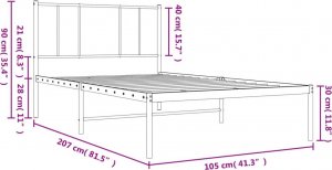 vidaXL vidaXL Metalowa rama łóżka z wezgłowiem, czarna, 100x200 cm 10