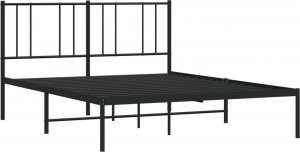vidaXL vidaXL Metalowa rama łóżka z wezgłowiem, czarna, 135x190 cm 5