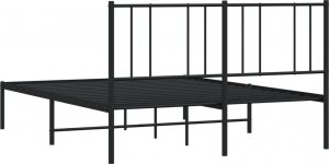 vidaXL vidaXL Metalowa rama łóżka z wezgłowiem, czarna, 135x190 cm 8