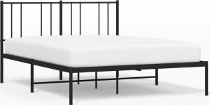 vidaXL vidaXL Metalowa rama łóżka z wezgłowiem, czarna, 140x190 cm 2