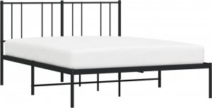 vidaXL vidaXL Metalowa rama łóżka z wezgłowiem, czarna, 140x190 cm 3