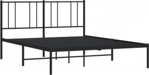 vidaXL vidaXL Metalowa rama łóżka z wezgłowiem, czarna, 140x190 cm 5