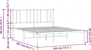 vidaXL vidaXL Metalowa rama łóżka z wezgłowiem czarna, 140x200 cm 10