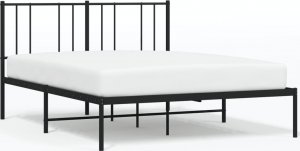 vidaXL vidaXL Metalowa rama łóżka z wezgłowiem, czarna, 150x200 cm 2