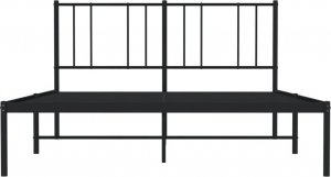 vidaXL vidaXL Metalowa rama łóżka z wezgłowiem, czarna, 160x200 cm 6