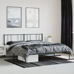 vidaXL vidaXL Metalowa rama łóżka z wezgłowiem, czarna, 200x200 cm 4