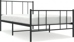 vidaXL vidaXL Metalowa rama łóżka z wezgłowiem i zanóżkiem, czarna, 75x190 cm 2